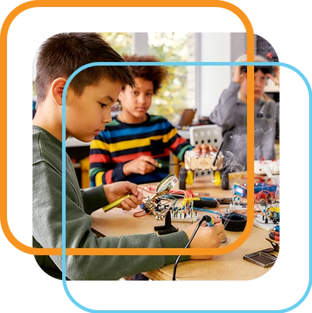 Photo of kids playing with STEM toys