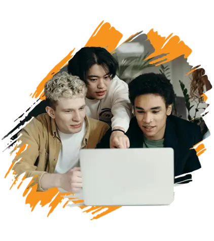 three male high school students gathered around a laptop (Education Revolution Resources page)